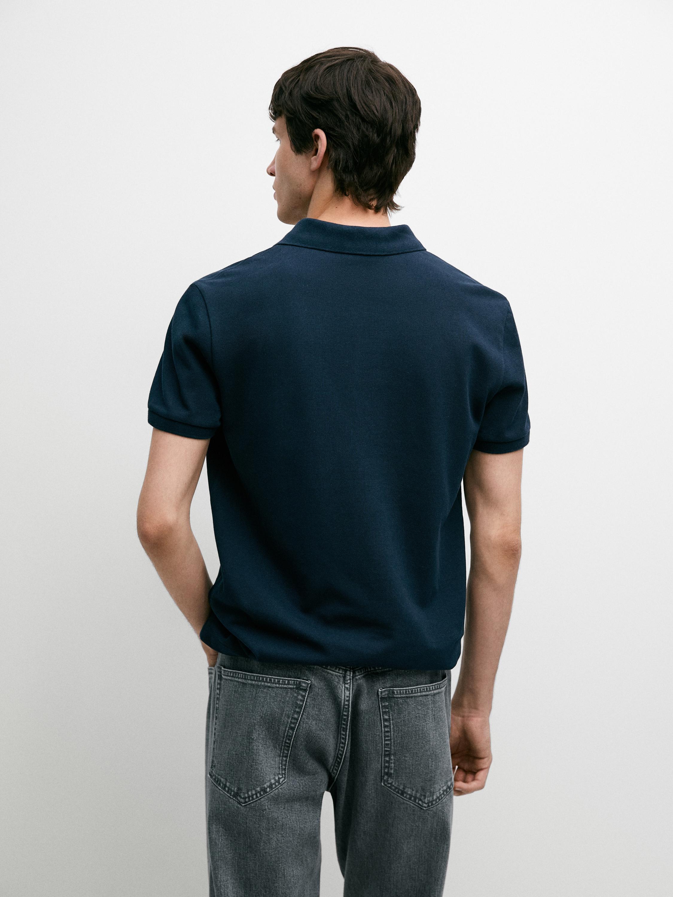 Micro-textured cotton piqué polo shirt